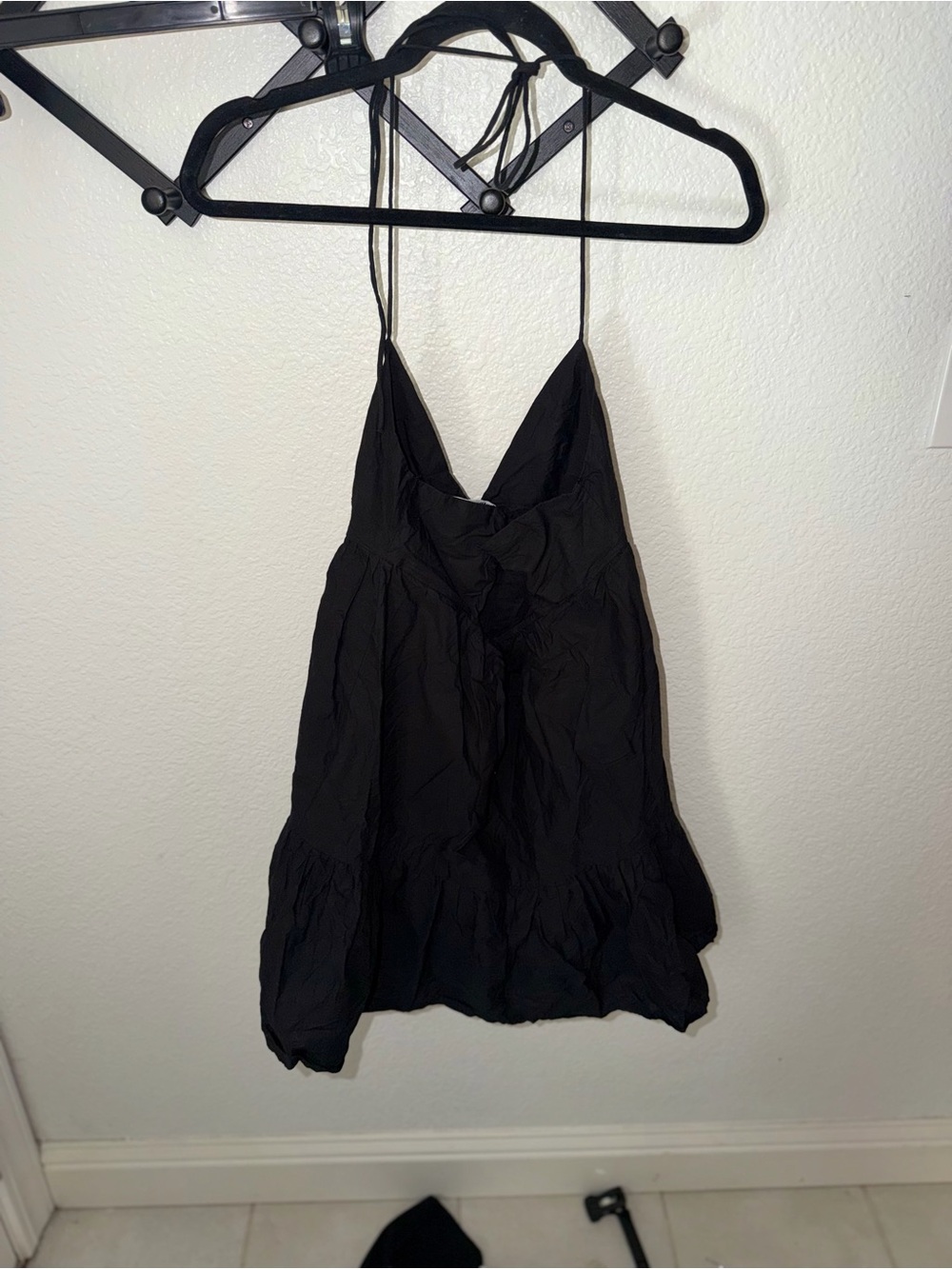 Zara Black Tie-Shoulder Tiered Mini Dress - Picture 3 of 5